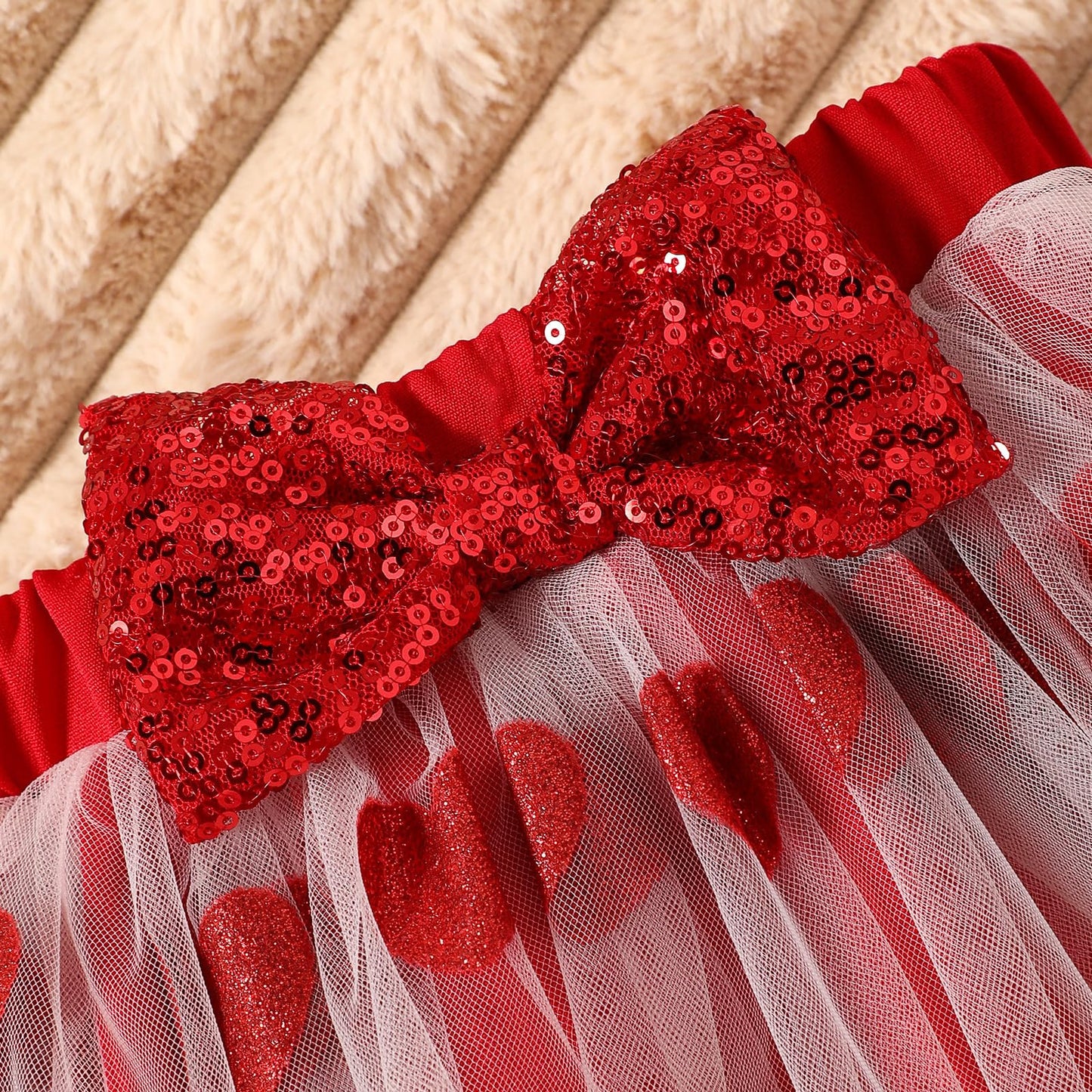 Neugeborene Baby Mädchen Valentinstag Outfit Strampler Tutu Kleid mit Stirnband Kleinkind Glitter Herz Druck Kleidung Rock