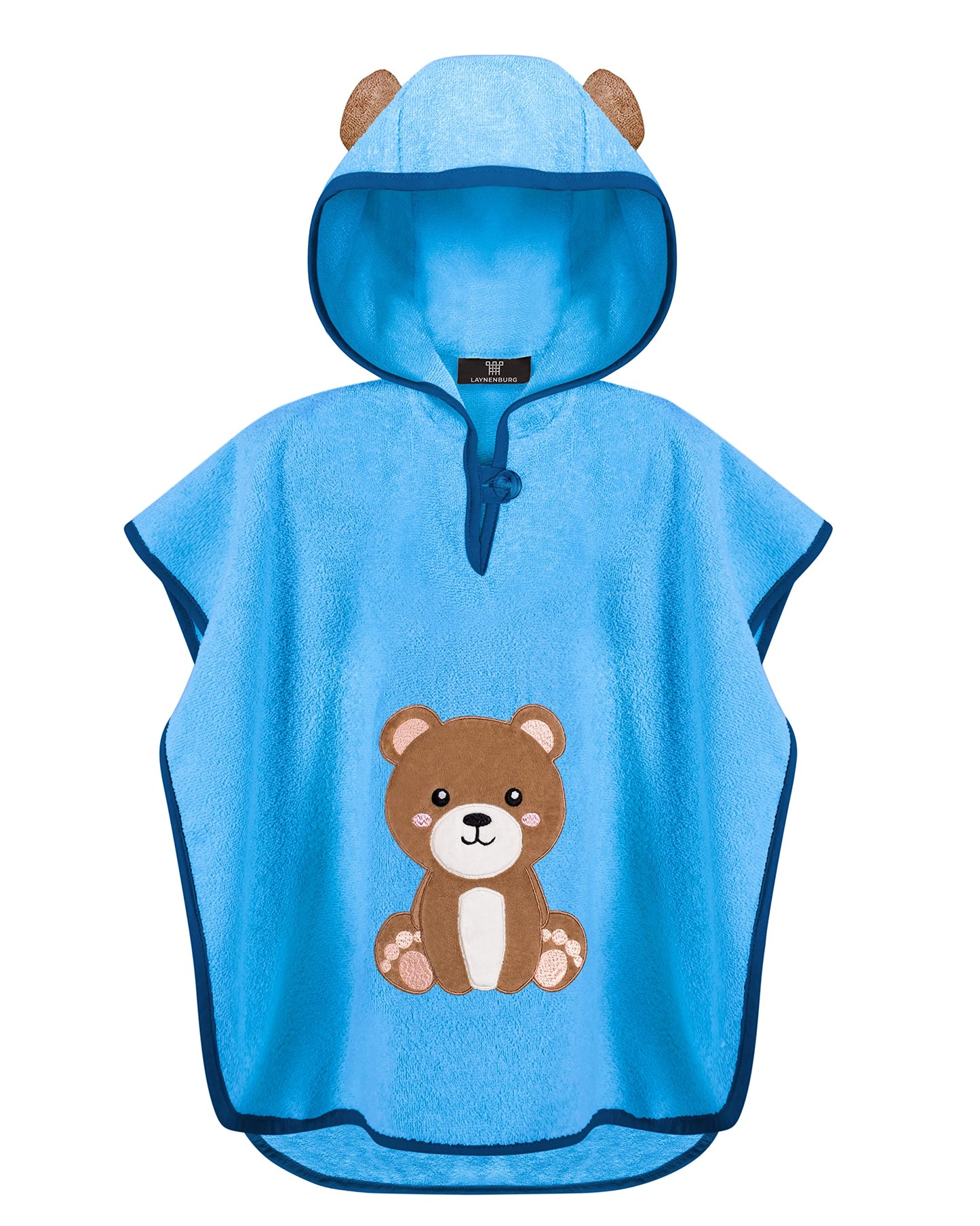 LAYNENBURG Premium Badeponcho Kinder mit Kapuze - 100% Baumwolle - OEKO TEX - Baby Jungen Mädchen Handtuch Poncho Frottee