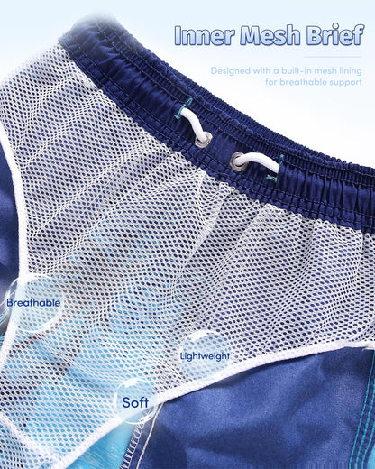 Domee Jungen Badehosen Badeshorts Schnelltrocknend Schwimmhose mit Netzfutter Verstellbarer Kordelzug