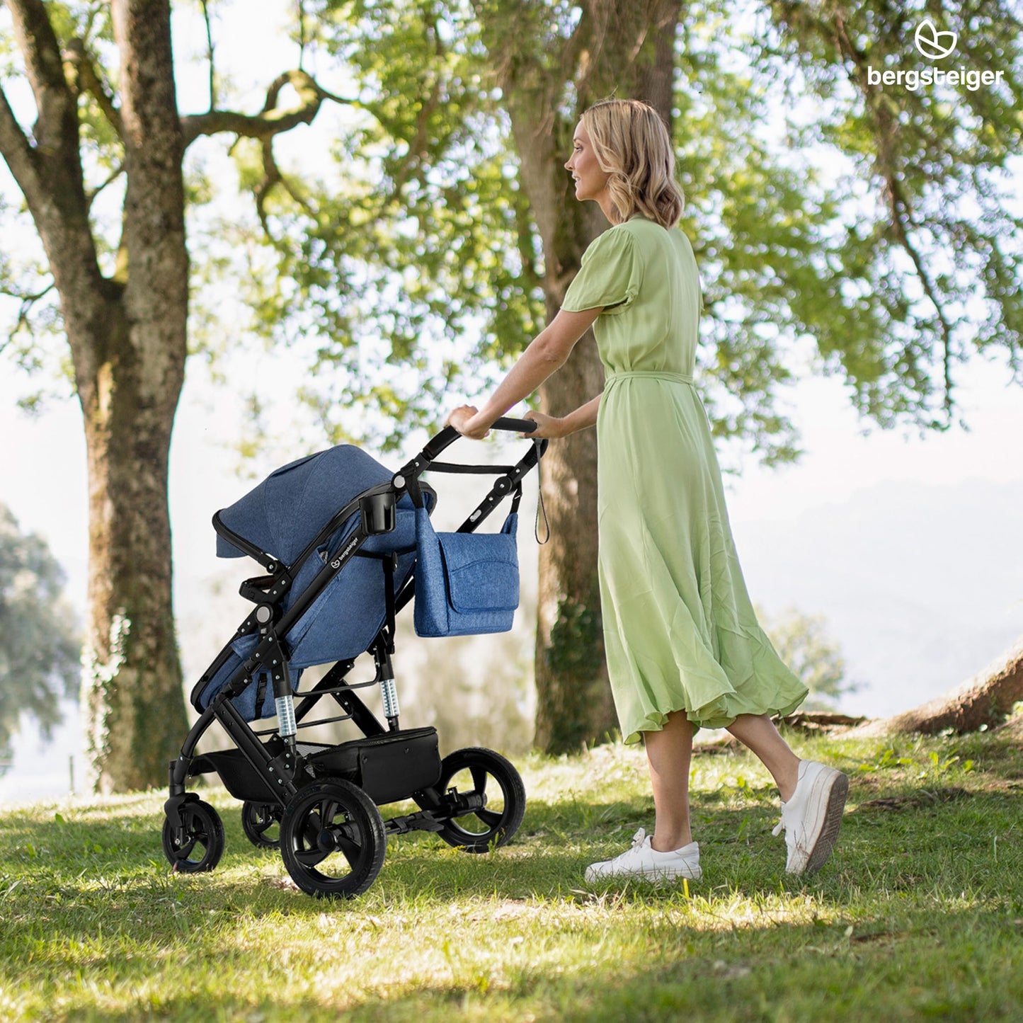 Bergsteiger Nizza 3 in 1 Kinderwagen, Kombikinderwagen Komplettset, Auto-Babyschale & Isofix Station, Babywanne & Buggy Sportsitz inklusive