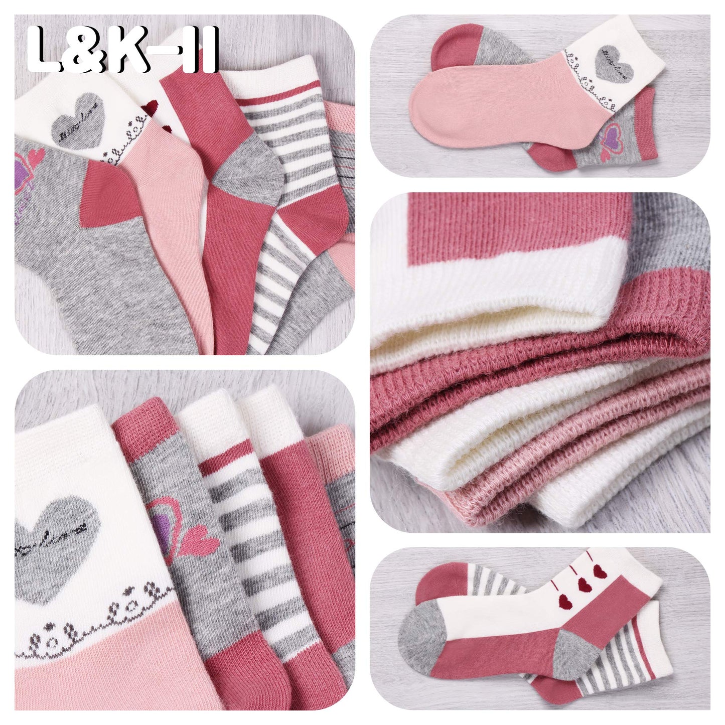 L&K-II 10er Kindersocken Mädchen Sneakersocken Baumwolle Mehrfarbig bunt Frühling Herbst 2823