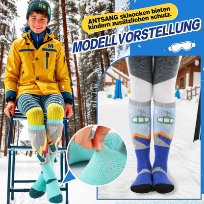 ANTSANG Kinder Merino Woll Skisocken Jungen Mädchen Thermisch Dick Warm Winter Gemütlich Kniehohe Socken zum Skifahren Snowboarden 3 Paar