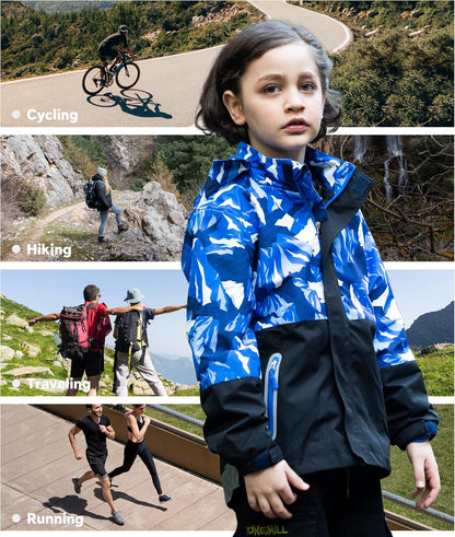 LAUSONS Children's Lined Jacket, Boys' Transition Jackets for Boys, Softshell Jackets with Camouflage Pattern