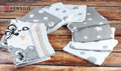 FENSILO - Mulltücher - Mullwindeln - 10er Pack 70x80 cm - Stoffwindeln, Made IN EU, schadstoffgeprüft - Spucktücher Set für Mädchen – Baby Mullwindeln- Rosa - Oeko-TEX Zertifiziert