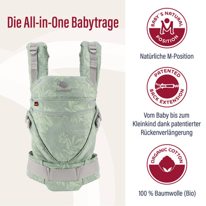 manduca XT Babytrage - Verstellbarer Sitz, der mitwächst - Vom Neugeborenen bis zum Kleinkind - Babytrage aus Bio-Baumwolle mit 3 Tragemöglichkeiten