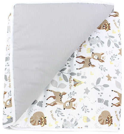 TupTam Krabbeldecke für Baby 120x120 cm - Gepolsterte Spieldecke Baby Baumwolle, XXL, OEKO-TEX, Weich & Hautfreundlich, Farbe: Wald/Beige - Meloni2
