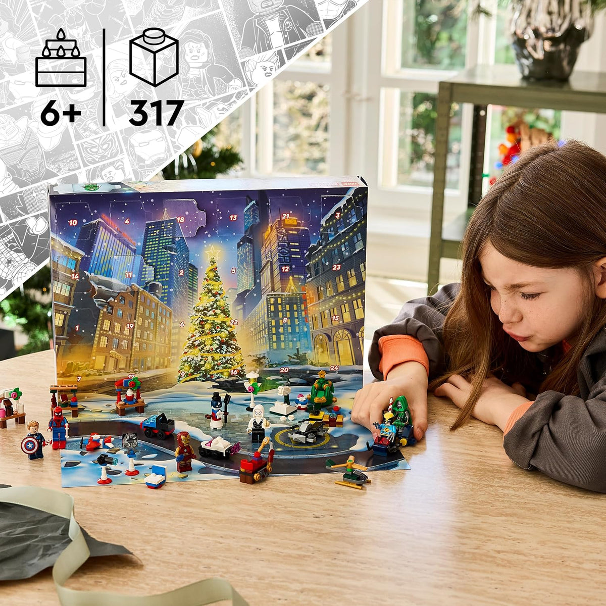 LEGO Marvel Adventskalender 2026 Spielzeug für Kinder ab 6 Jahren 76340