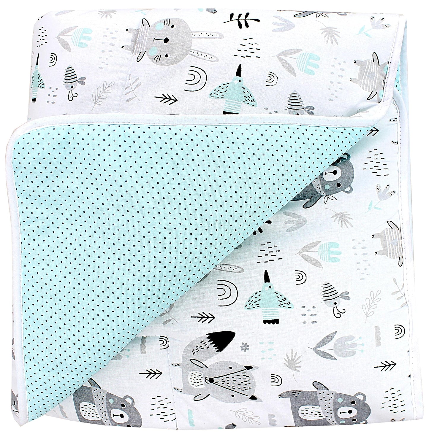 TupTam Krabbeldecke für Baby 120x120 cm - Gepolsterte Spieldecke Baby Baumwolle, XXL, OEKO-TEX, Weich & Hautfreundlich, Farbe: Wald/Beige