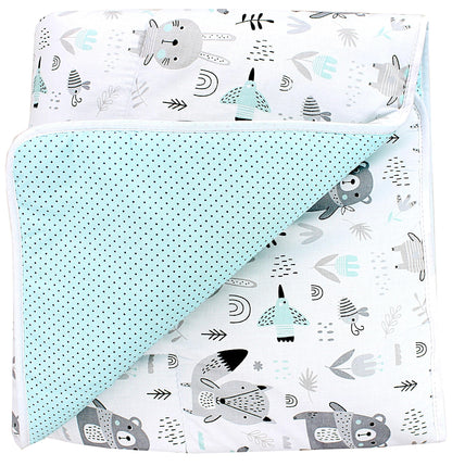 TupTam Krabbeldecke für Baby 120x120 cm - Gepolsterte Spieldecke Baby Baumwolle, XXL, OEKO-TEX, Weich & Hautfreundlich, Farbe: Wald/Beige