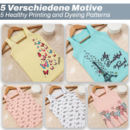 LOREZA ® 5 Mädchen Baumwolle Unterhemden Tank Top Kinder - Gr. 92-170