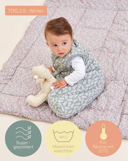 molis&co - Baby Sleeping Bag 2.5 TOG - All-Year Sleeping Bag - Baby Sleeping Bag Newborn - 100% Cotton (Oeko-Tex 100), Sleeveless Winter Sleeping Bag Padded - Premium Quality - Colima (70 cm)