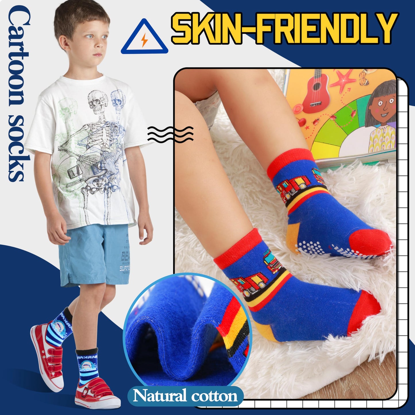 Welwoos 12 Paare Stoppersocken Kinder Baby Jungen Antirutschsocken Kinder Anti Rutsch Rutschfeste Baumwolle Socken