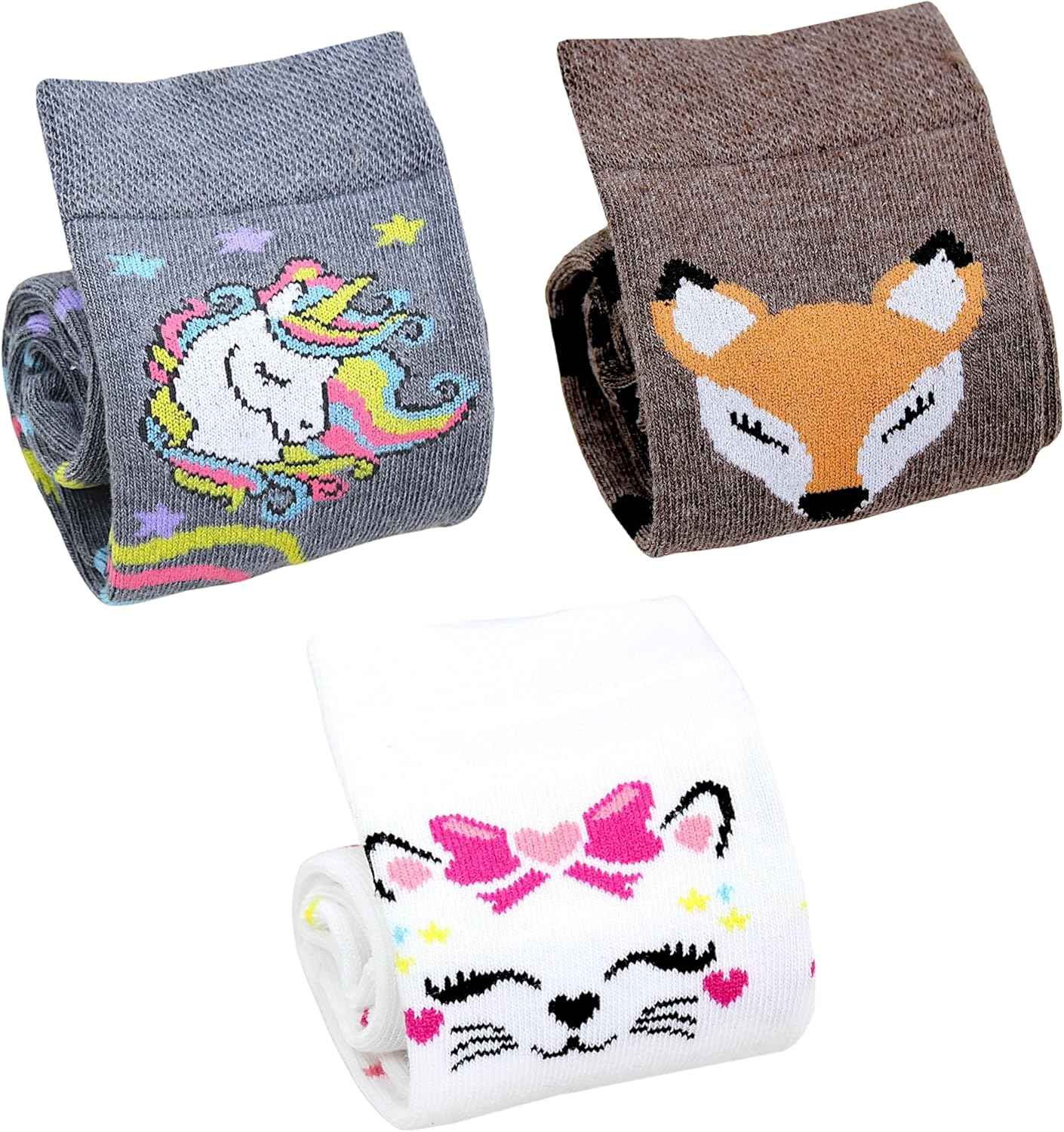 TupTam Girls' Knee-Length Socks, Patterned, Pack of 3