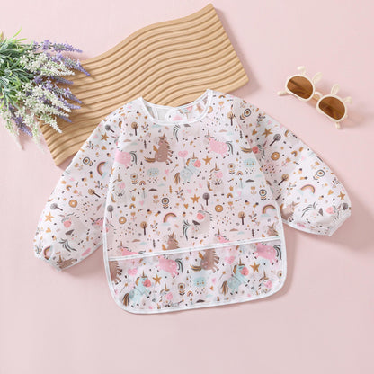 Yunguui Baby Bibs with Sleeves, 5 Pack, Washable Full Body Bibs, Sleeved Bibs, Waterproof for 3-30 Months 