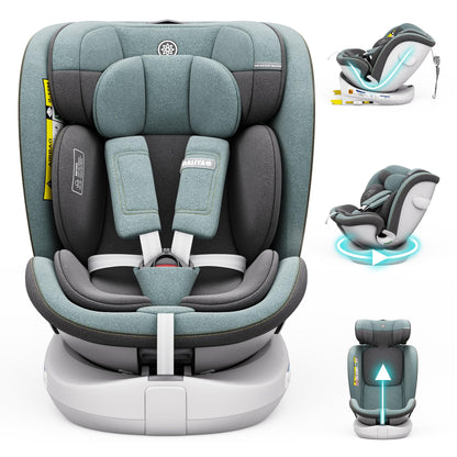 Daliya® Kindersitz ROTAZIONE | I-SIZE 40-150 cm | 8 Pos. | Isofix | (SIP) | Top Tether | 360° | 5 Punkt Gurt | Gruppe 0+ / I/II/III 0-36 KG | Neueste Zulassungs UN ECE Reg. 129 (Beige) - Meloni2