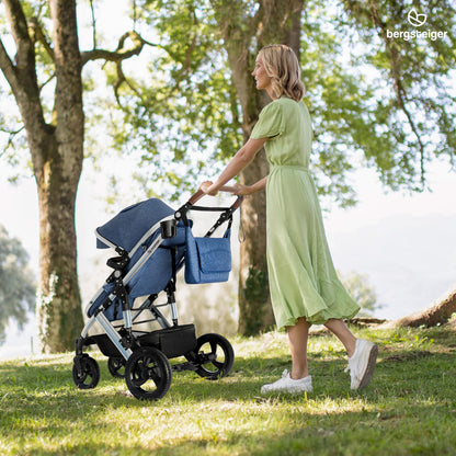 Bergsteiger Nizza 3 in 1 Kinderwagen, Kombikinderwagen Komplettset, Auto-Babyschale & Isofix Station, Babywanne & Buggy Sportsitz inklusive