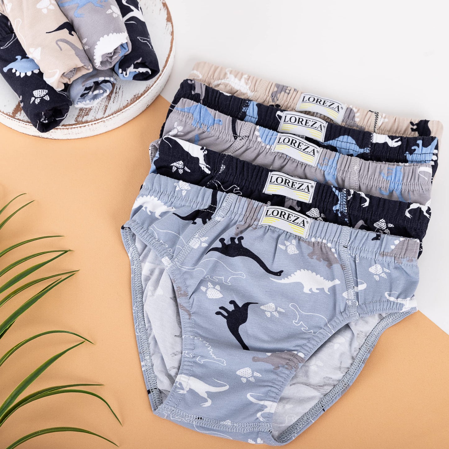 LOREZA ® 10er Pack Jungen Boxershorts Slips Dinosaurier Motiv Unterhosen Baumwolle