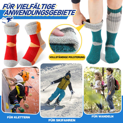 ANTSANG Kinder Merino Woll Skisocken Jungen Mädchen Thermisch Dick Warm Winter Gemütlich Kniehohe Socken zum Skifahren Snowboarden 3 Paar