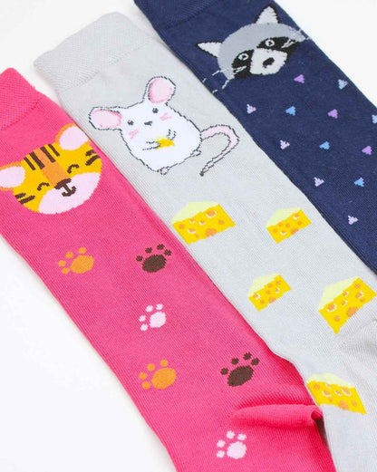 TupTam Girls' Knee-Length Socks, Patterned, Pack of 3