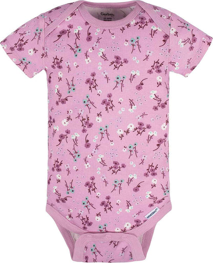 Baby-Mädchen 8er-Pack kurzärmlige Onesies-Bodys, Lavendelgarten, Neugeboren
