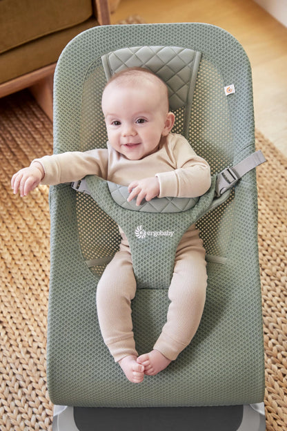 Ergobaby 3-in-1 Evolve Bouncer, Ergonomische Babywippe für Neugeborene ab Geburt bis zum Kleinkind, Babyschaukel mit Neugeboreneneinsatz (2,5 kg - 13,2 kg), Midnight Blue