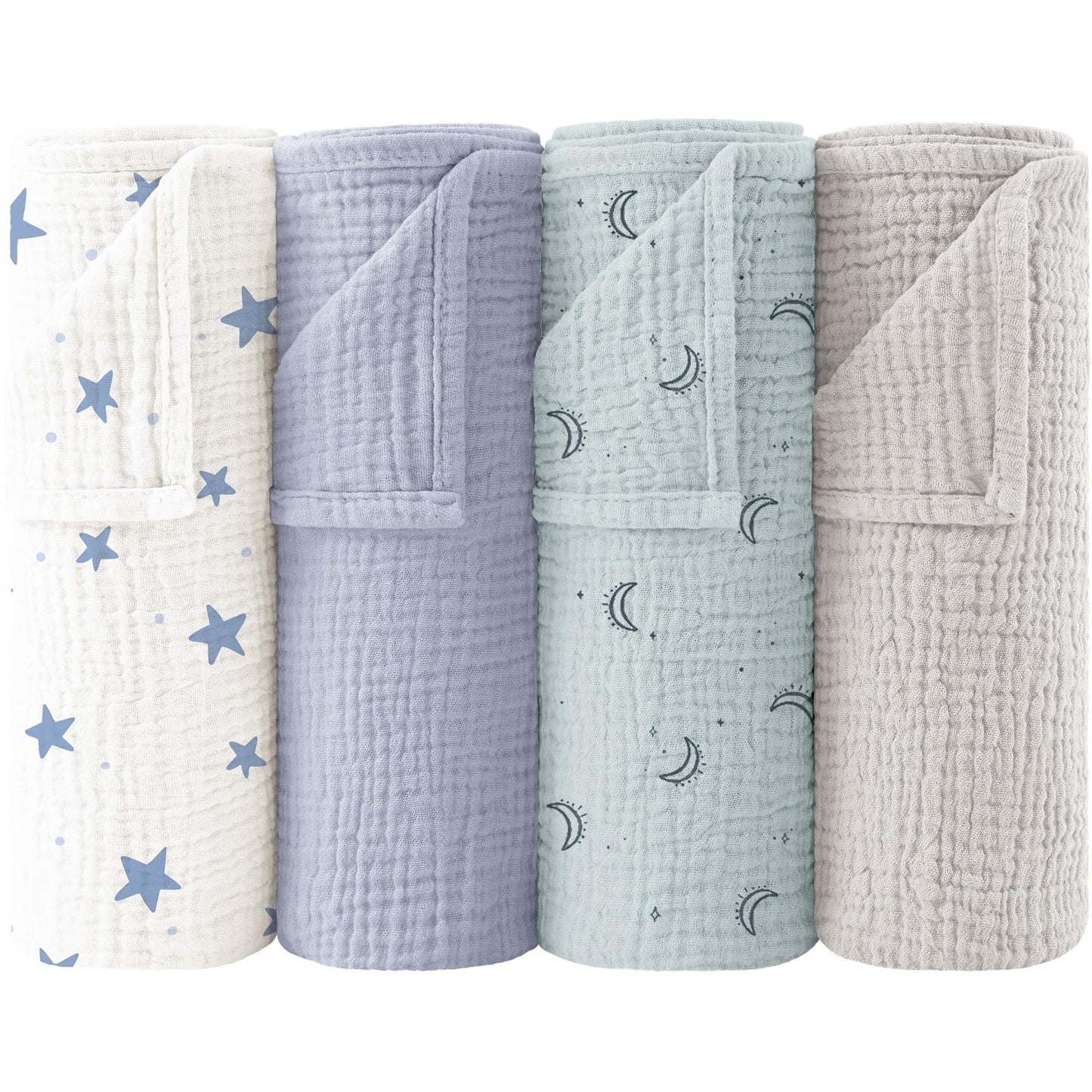 Bearmoss Moltontücher Baby 100% Baumwolle Weiche Spucktücher Baby,Atmungsaktiv und Extrem Saugfähig Musselin Tuch für Saugstark Mulltücher 4er 60x60cm (Brauner Druck)