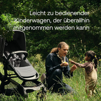 Bugaboo Fox 5 Renew, 2-in-1 Kinderwagen für jedes Gelände, mit Liegewanne | ausziehbarer Kleinkindsitz, praktische Ein-Hand Faltung, Fahrgestell in Schwarz und Sonnendach in Forest Green ab Lager