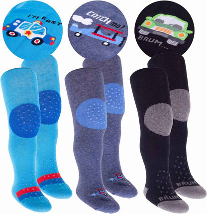 CiuchCiuch Crawling Tights 3 Pack - Three Pieces - Triple ABS - Non-Slip Material - For Children - Babies - Girls - Boys - 75% Cotton, 22% Polyester, 3% Elastane