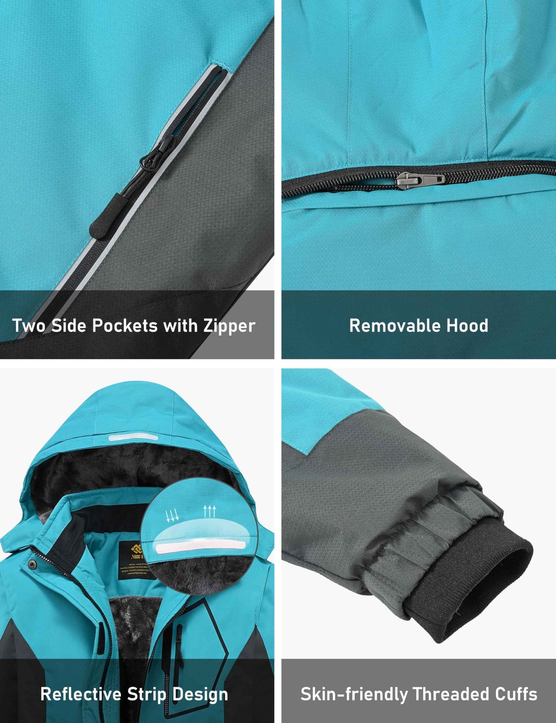 MoFiz Girls' Winter Jacket, Ski Jacket, Children's Softshell Jacket, Fleece Lining, Windproof, Outdoor Jacket with Hood