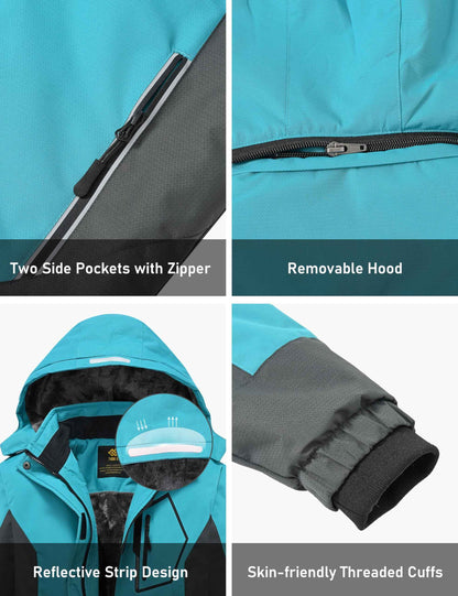 MoFiz Girls' Winter Jacket, Ski Jacket, Children's Softshell Jacket, Fleece Lining, Windproof, Outdoor Jacket with Hood