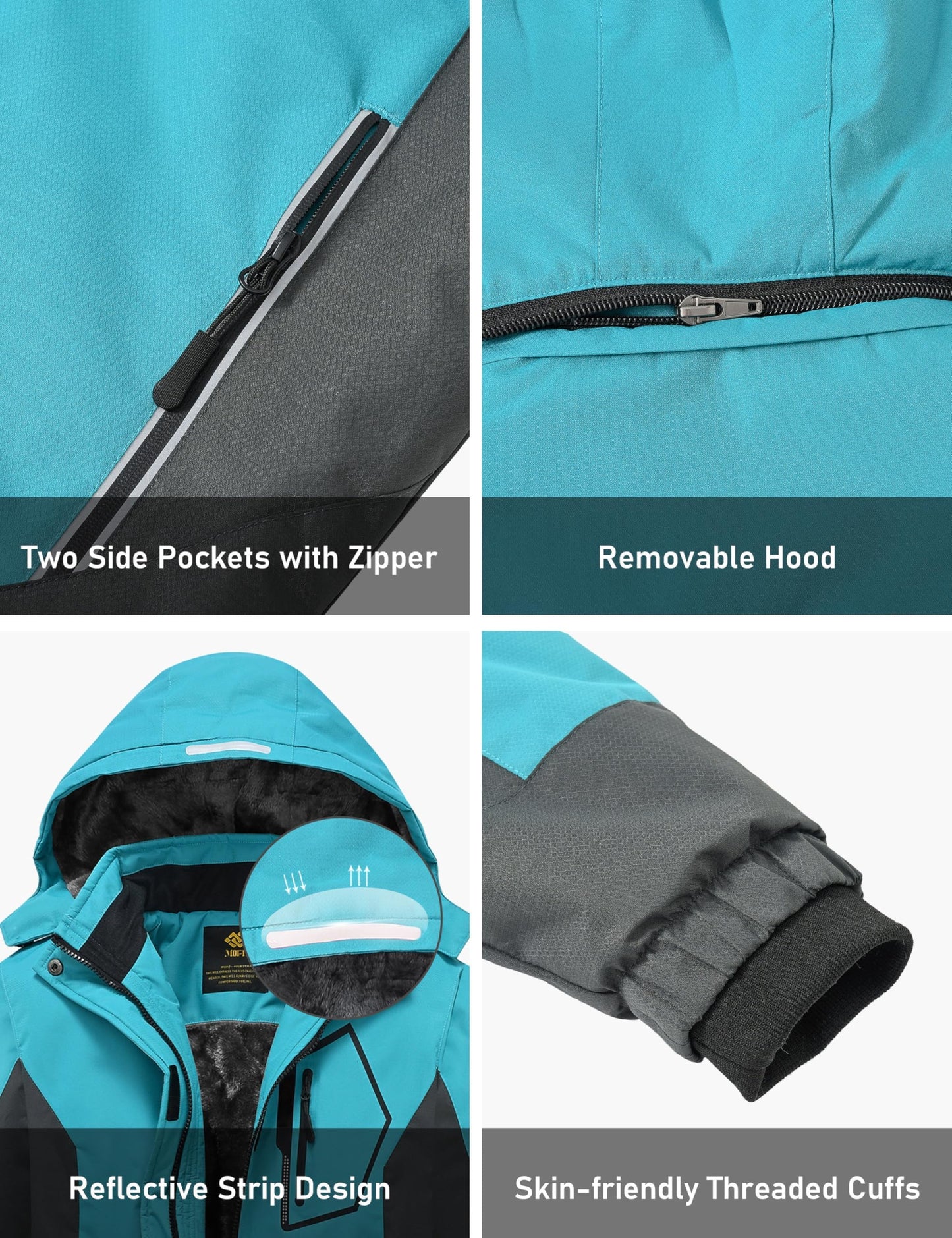 MoFiz Girls' Winter Jacket, Ski Jacket, Children's Softshell Jacket, Fleece Lining, Windproof, Outdoor Jacket with Hood