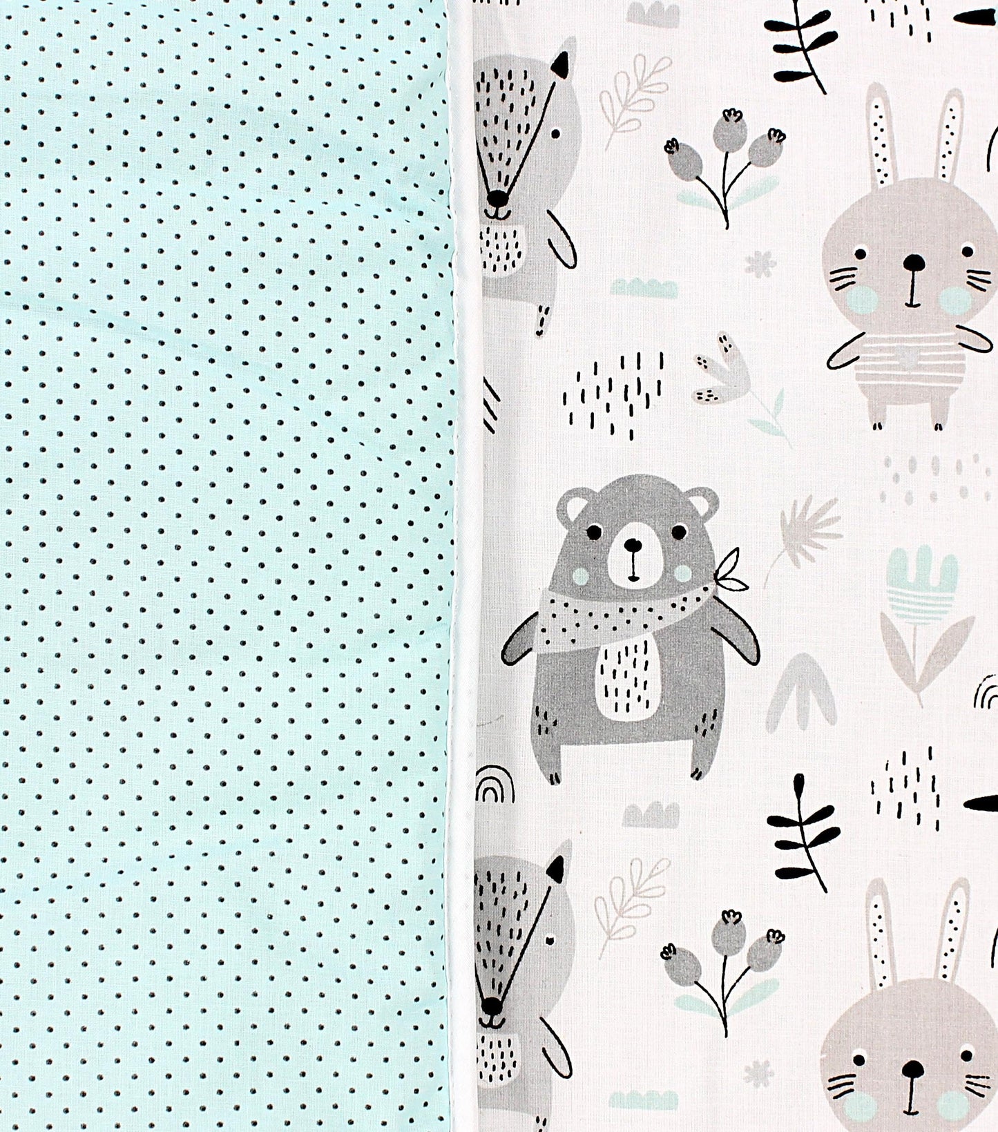 TupTam Krabbeldecke für Baby 120x120 cm - Gepolsterte Spieldecke Baby Baumwolle, XXL, OEKO-TEX, Weich & Hautfreundlich, Farbe: Wald/Beige