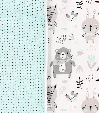 TupTam Krabbeldecke für Baby 120x120 cm - Gepolsterte Spieldecke Baby Baumwolle, XXL, OEKO-TEX, Weich & Hautfreundlich, Farbe: Wald/Beige