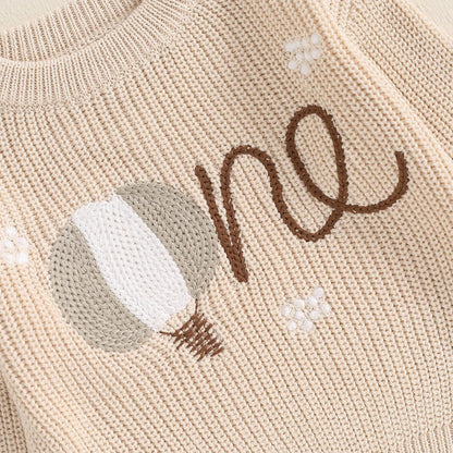 L&ieserram Baby Mädchen Jungen 1. Geburtstag Gestrickt Pullover Jumper Langarm Strickpullover Pulli Kleinkinder Kleidung Outfit Knitted Sweater 1 Jahr