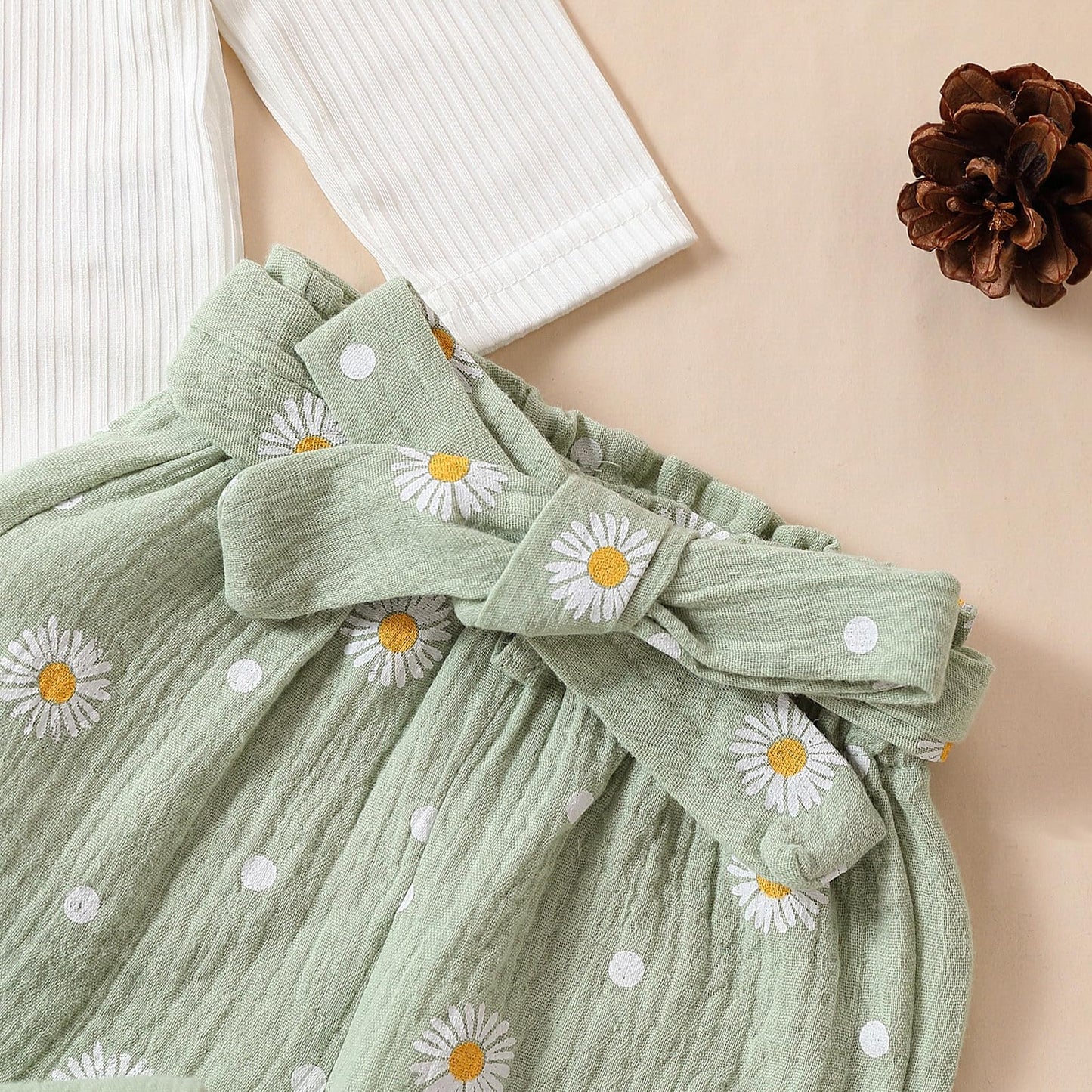 Geagodelia Baby Mädchen Kleidung Babykleidung Outfit Set Langarm Body Strampler + Gänseblümchen Hose + Stirnband Neugeborene Weiche Babyset