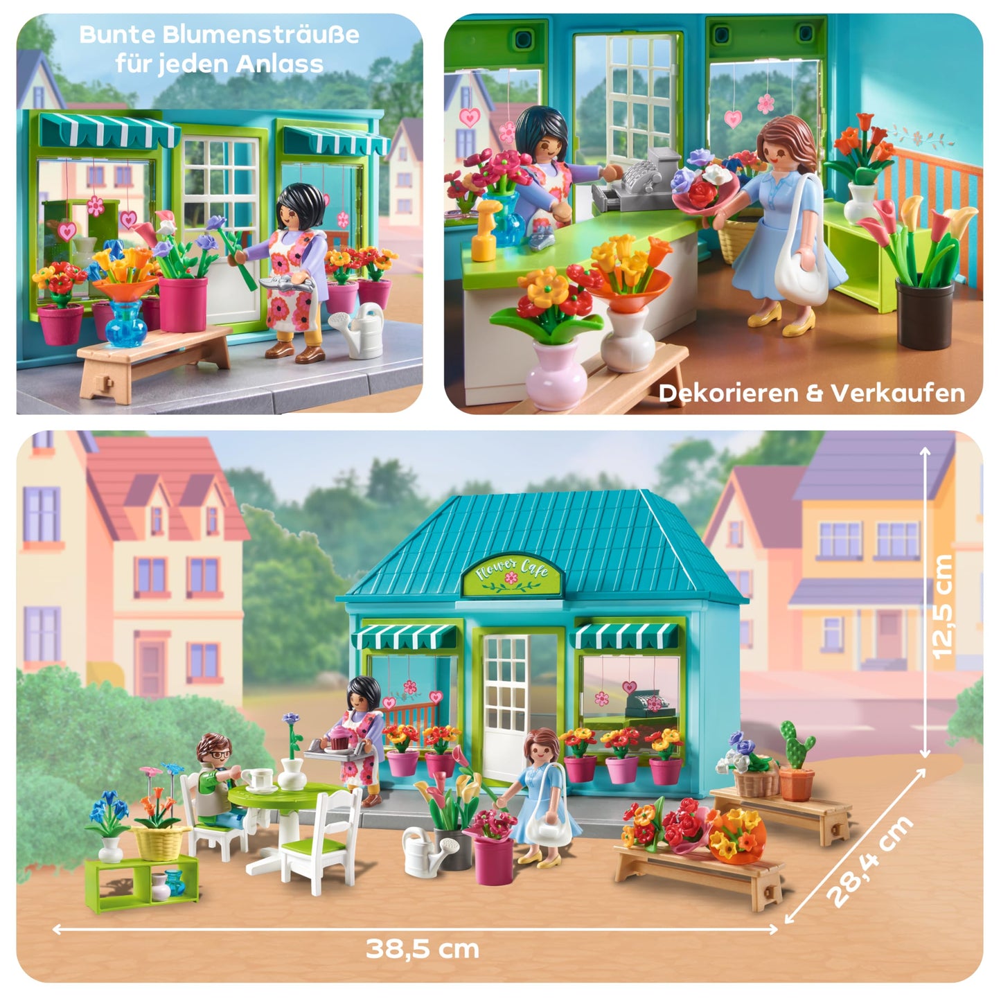 PLAYMOBIL MyLife Promo Pack 71648 Bio-Supermarkt, inklusive Kasse mit Warenlaufband, Einkaufswagen und DREI Figuren, detailreiches Spielzeug für Kinder ab 4 Jahren