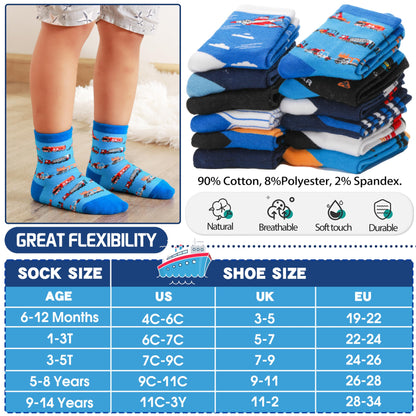 Welwoos 12 Paare Stoppersocken Kinder Baby Jungen Antirutschsocken Kinder Anti Rutsch Rutschfeste Baumwolle Socken