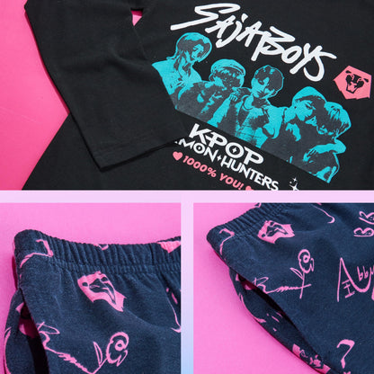 KPop Demon Hunters Girls Teens 5-14 Soft Fabric Pyjamas Set Anime Demon Hunter Merch Gifts for Kids