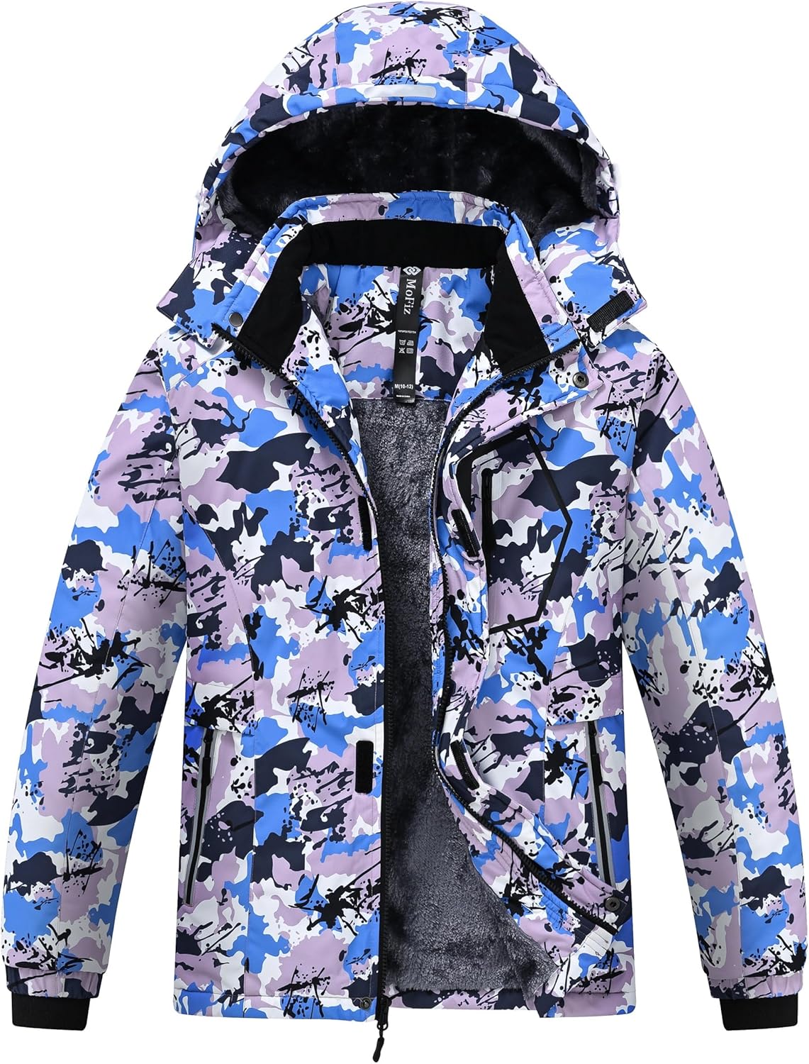 MoFiz Winter Jacket Boys Ski Jacket Warm Inner Lining Children's Outdoor Softshell Jackets Snow Jacket with Removable Hood