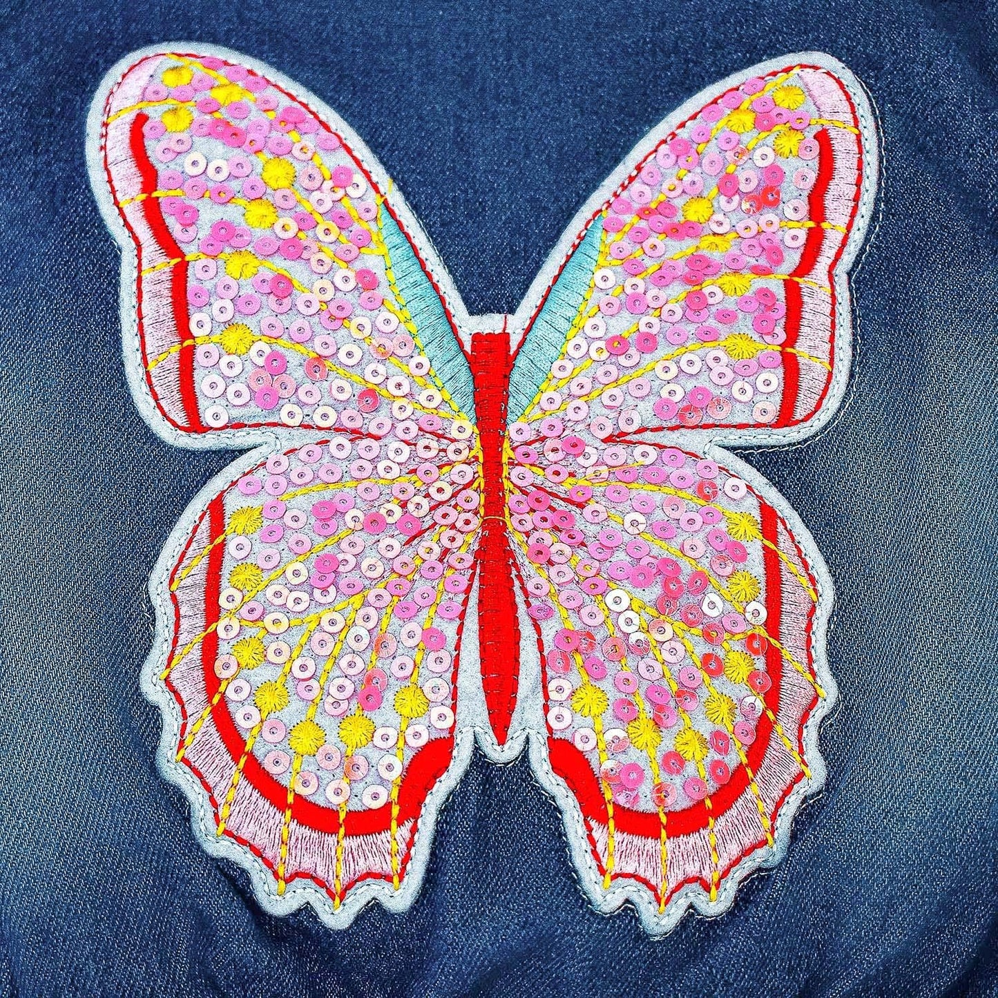 Peacolate 2-11 Jahre kleine Mädchen Stickerei Pailletten Schmetterling Mäntel Jeansjacke