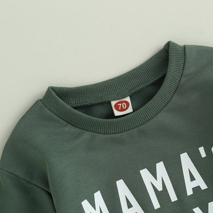 Geagodelia Baby Boys Clothing Outfit Baby Clothing Set Long Sleeve Sweatshirt + Trousers Newborn Soft Baby Set Mama's Boy 2-Piece