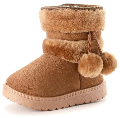 Children's Warm Lined Snow Boots, Girls' Winter Shoes, Baby Non-Slip Boots, Toddler Shoes, Soft Soles, Slip-On Boots
