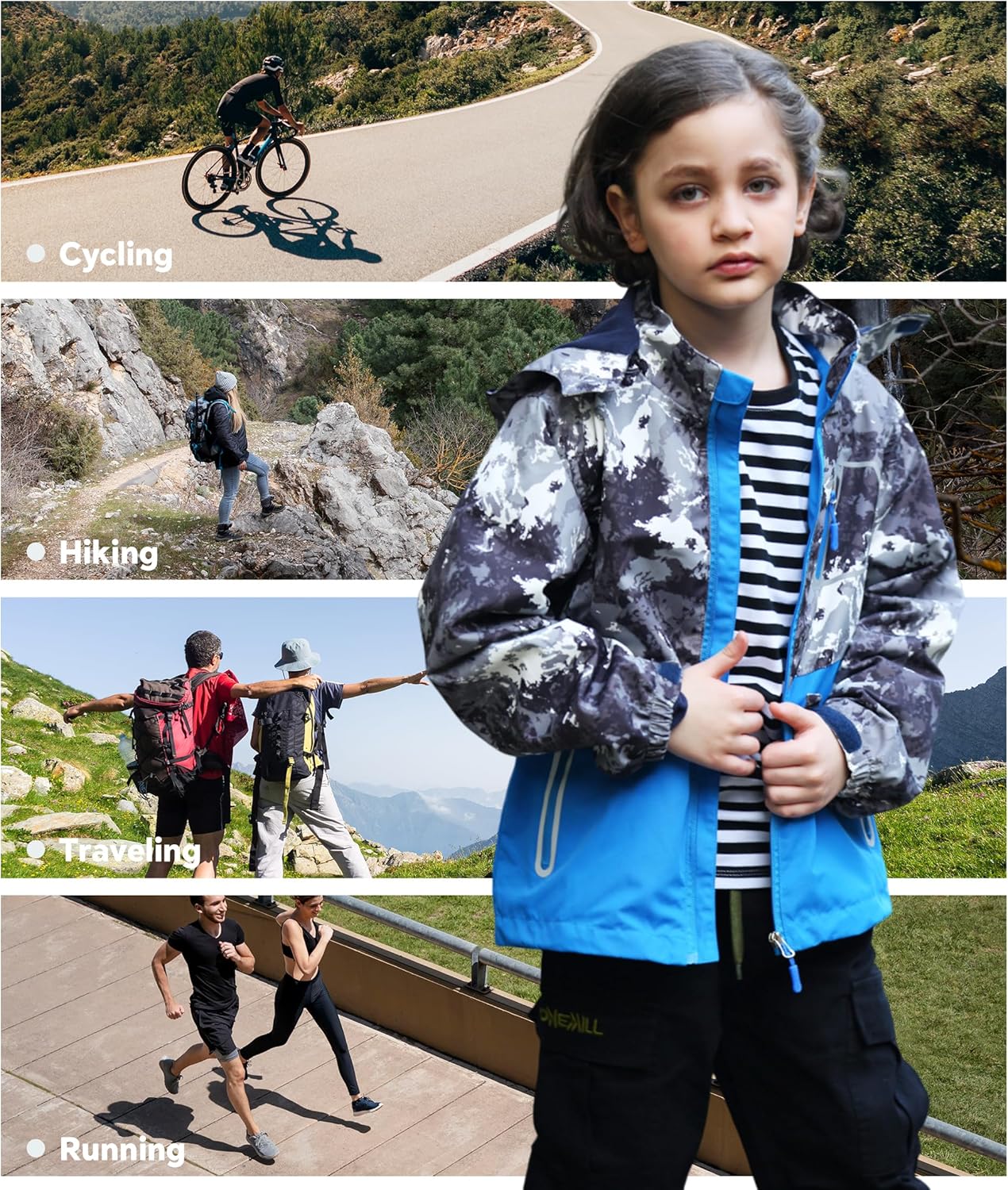 LAUSONS Children's Lined Jacket, Boys' Transition Jackets for Boys, Softshell Jackets with Camouflage Pattern