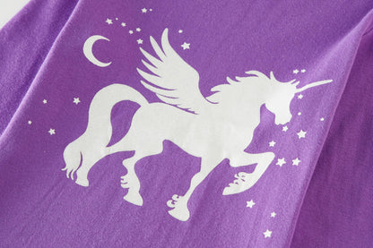 LOLPIP Mädchen Pyjamas 100% Baumwolle Schlafanzug für Kinder Schlafkleidung Langarm 4 Stück Set 1-12 Jahre