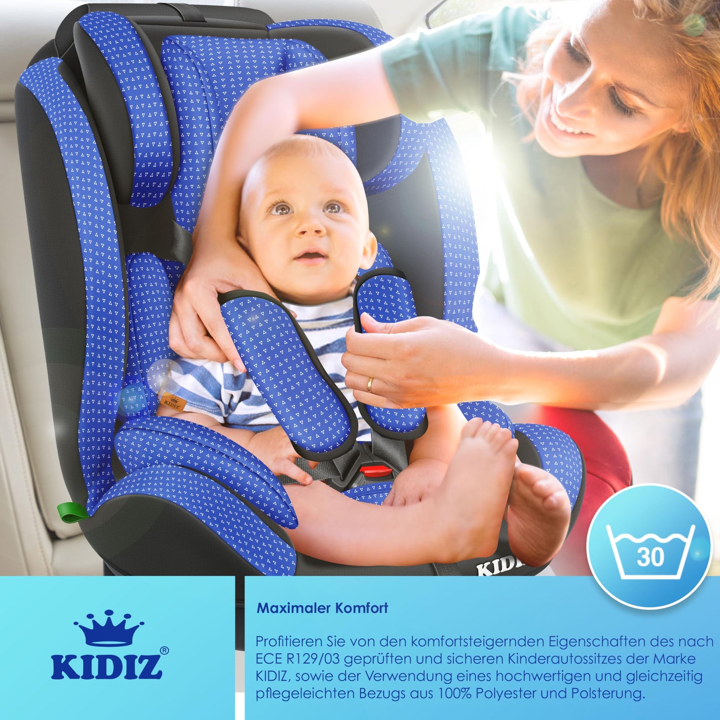 KIDIZ® Autokindersitz Triangle Premium Kindersitz Kinderautositz | Autositz Sitzschale | 9 kg - 36 kg 1-12 Jahre | Gruppe 1/2/3 | universal | zugelassen nach ECE R129/03 | mit Isofix