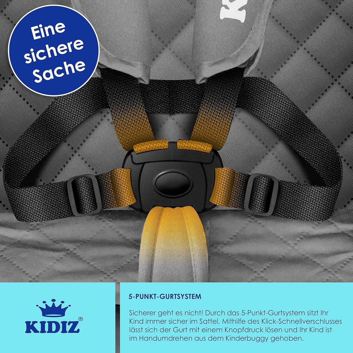KIDIZ® City-Pro Pushchair Folding Pushchair Pushchair Sports Pushchair Foldable 360° 6 Inch Wheels Includes Mosquito Net, Footmuff and Rain Cover Foldable Sleep Function Blue 