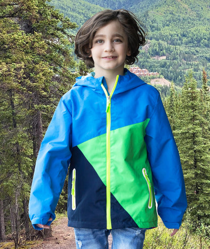 YOUNGSOUL Kinder Wind und Wasserdicht Regenjacke mit Farbblock