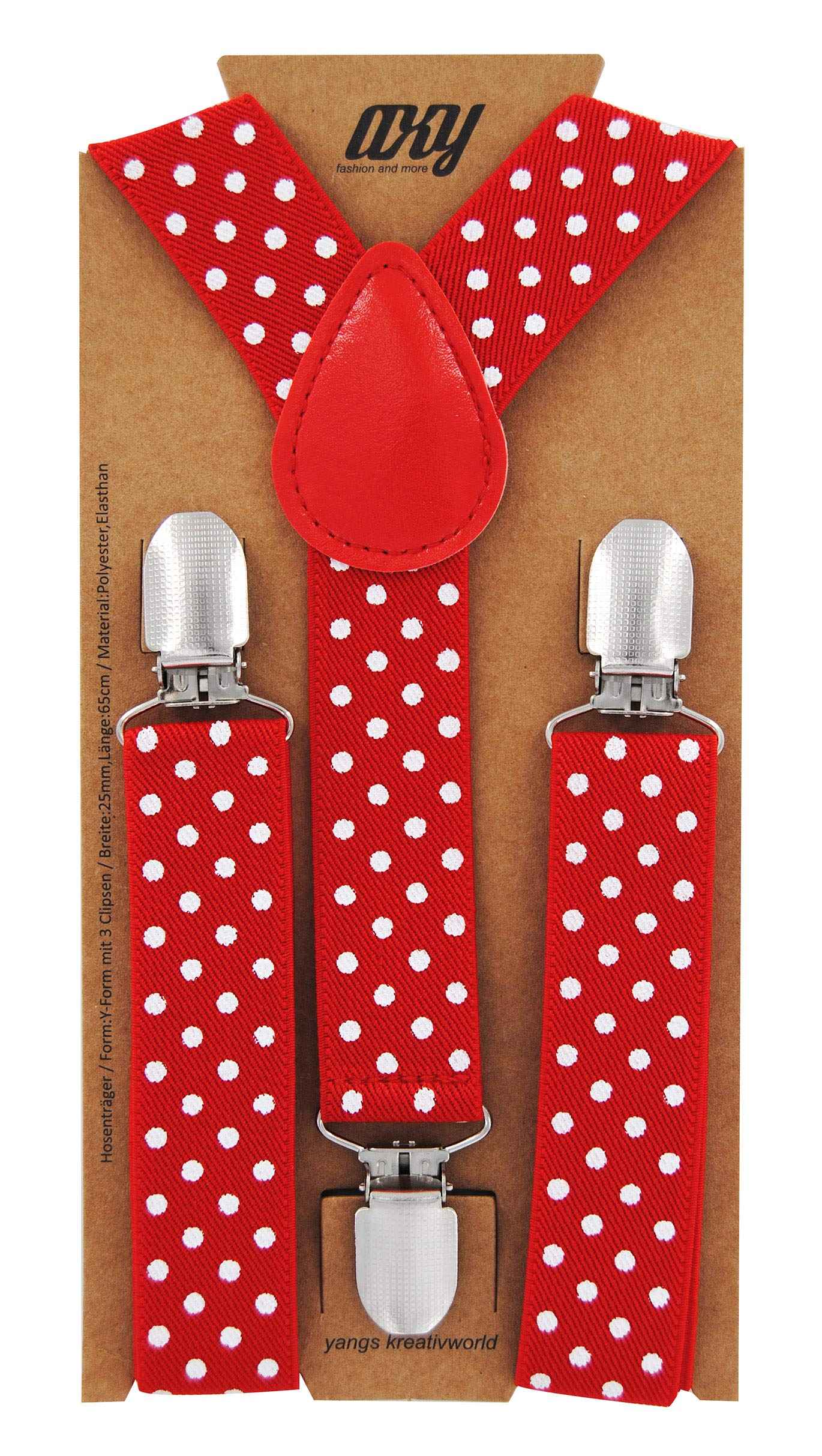 axy HTK25-1 Children's Boys Braces Y Shape Wide 2.5 cm with 3 Strong Clips Can be Combined with Bow Tie Plain Colours