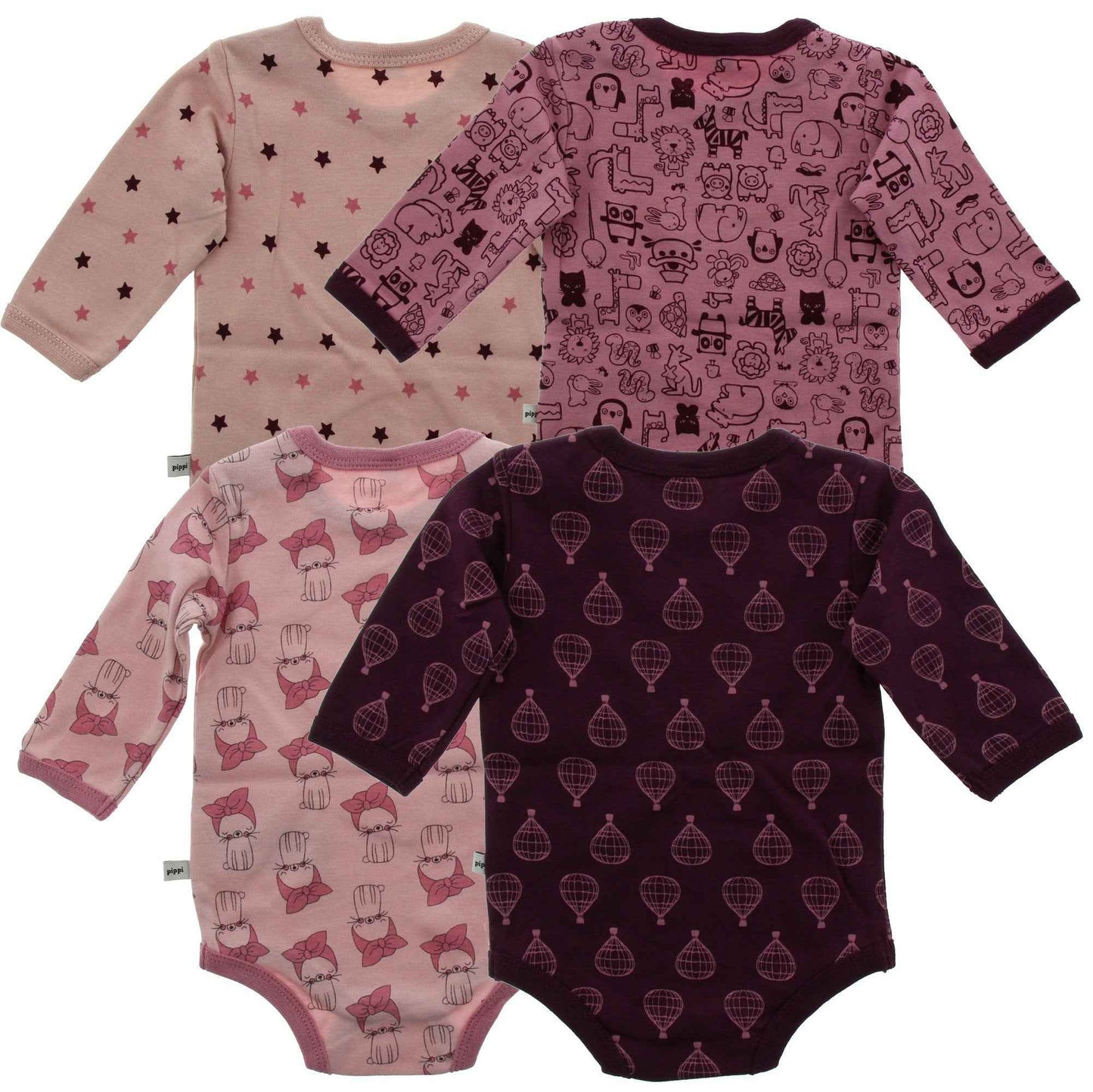 Pippi made with love Baby - Mädchen Body Ls Ao-printed (4-pack) Formender Body (4er Pack)