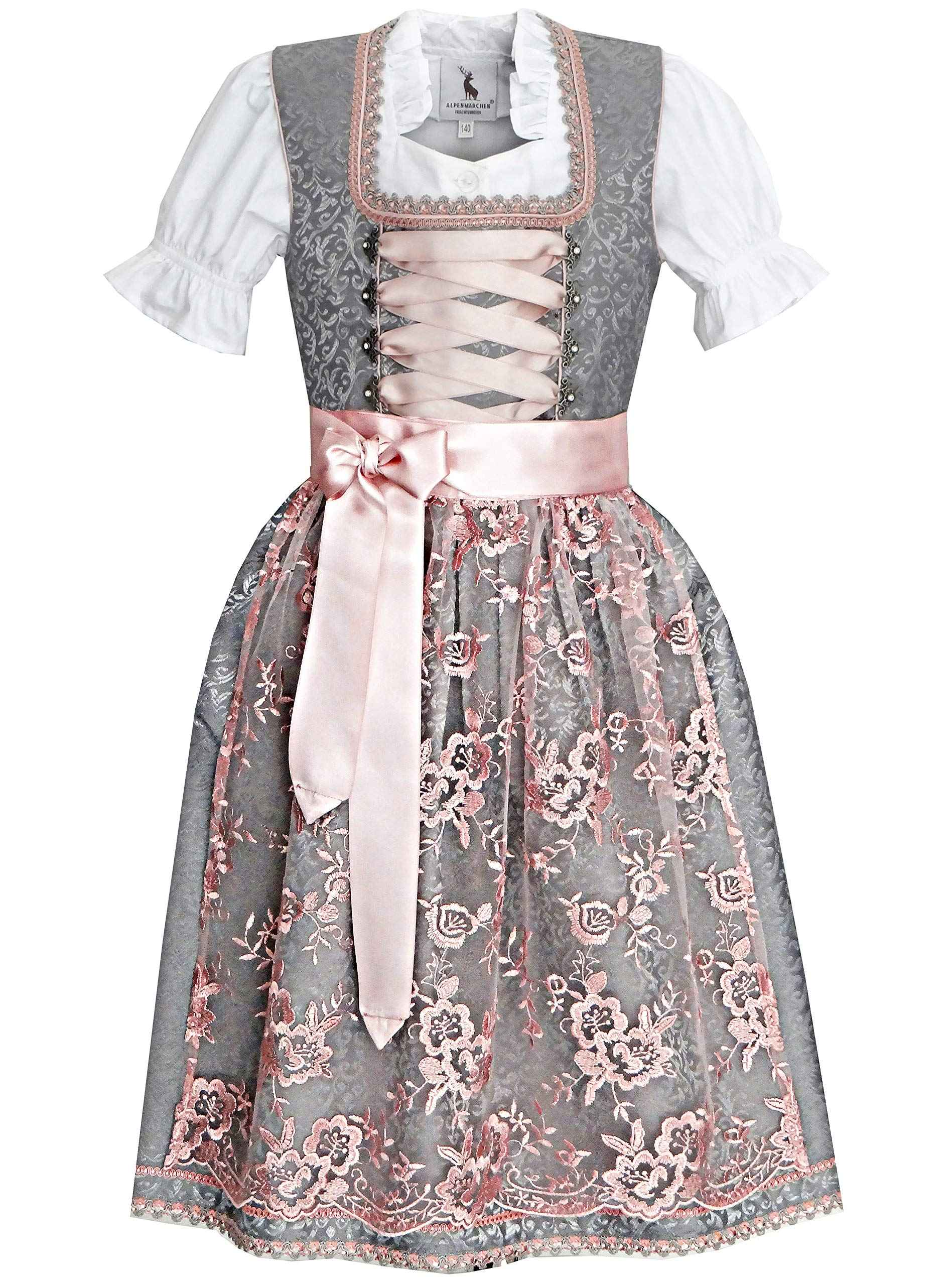 Alpenmärchen Children's Dirndl from Exclusive Collection Including Apron and Blouse, Many Other Models